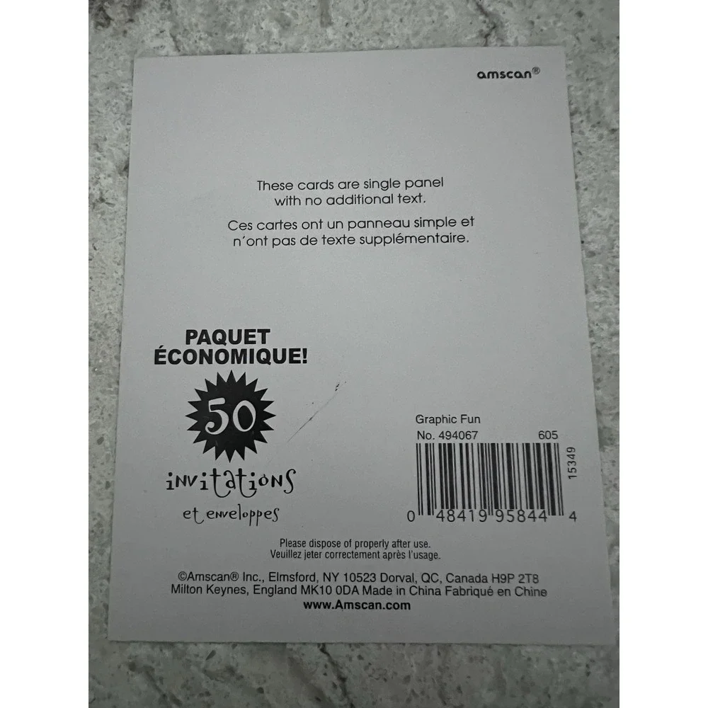 36 Count Party Invitations & Envelopes Boho Retro Floral Geometric Black Multico